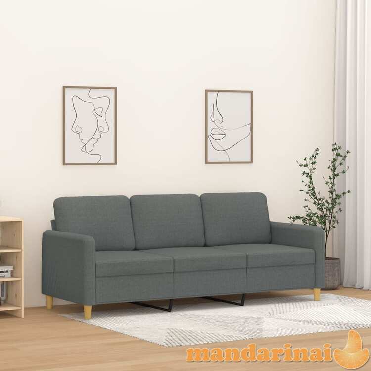 Trivietė sofa, tamsiai pilkos spalvos, 180cm, audinys