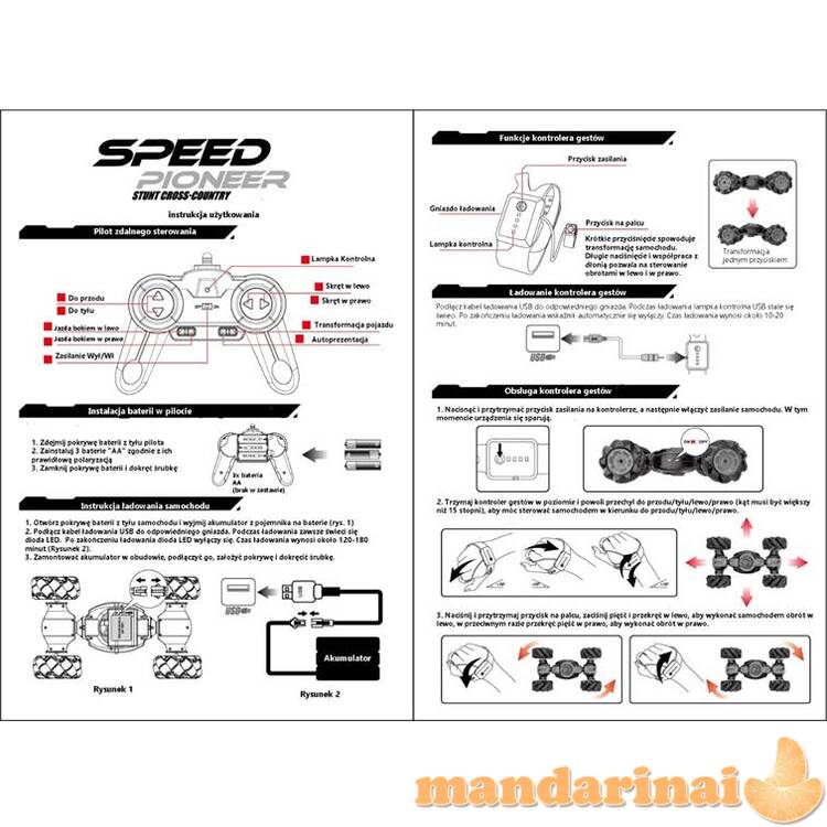 RC Speed ​​Pioneer Stunt Car 360 mėlynas