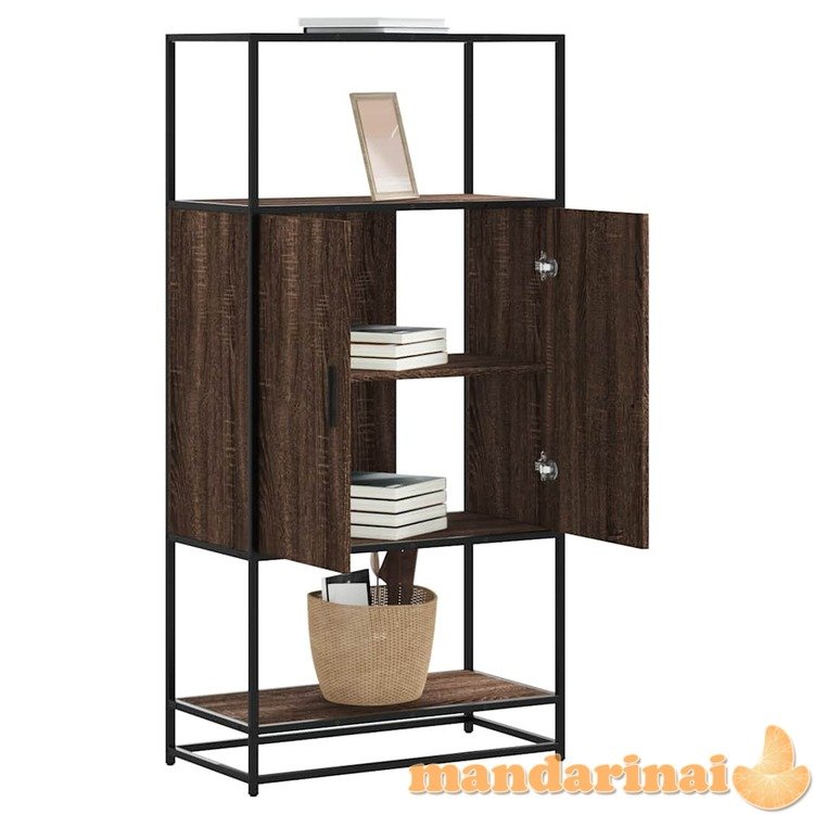 Highboard rudas ąžuolas 68x35x139 cm mediena ir metalas