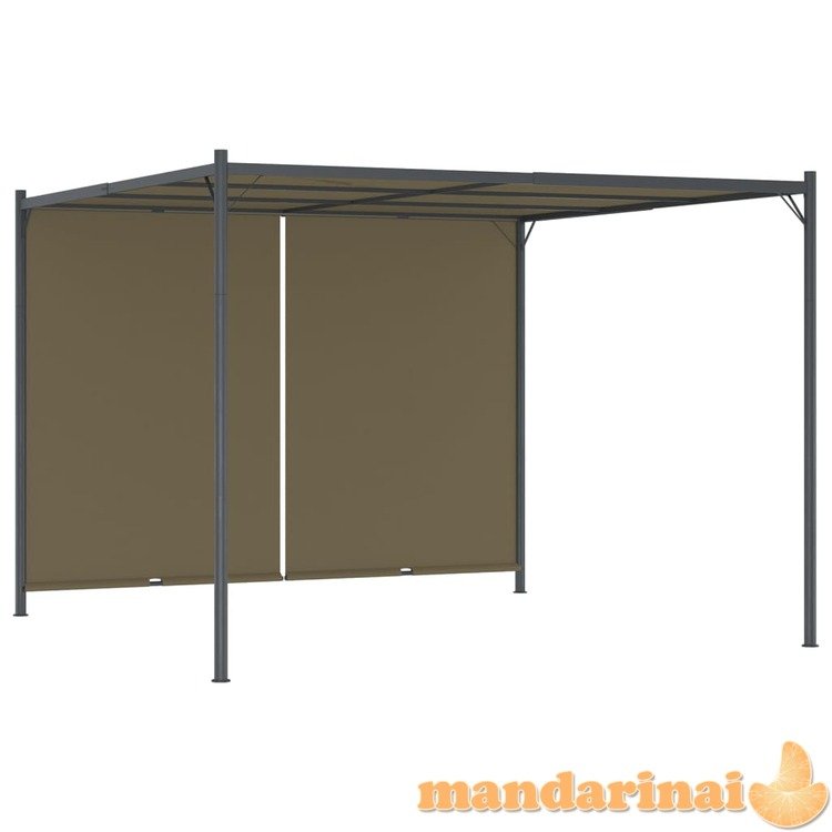 Sodo pergolė su įtraukiamu stogu, taupe spalvos, 3x3m, 180g/m²