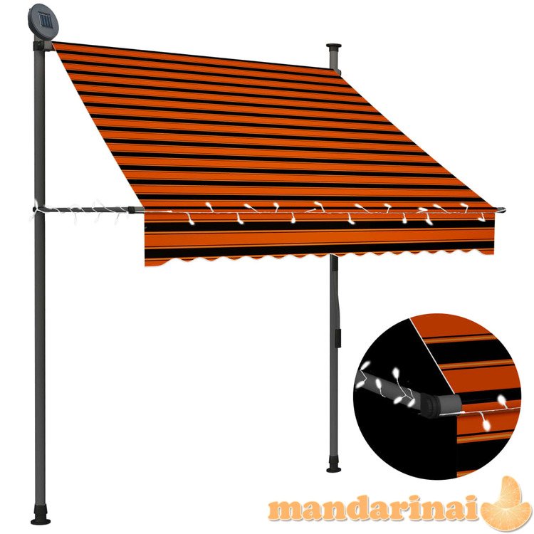 Rankinė ištraukiama markizė su led, oranžinė ir ruda, 150cm