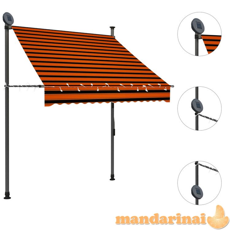 Rankinė ištraukiama markizė su led, oranžinė ir ruda, 150cm