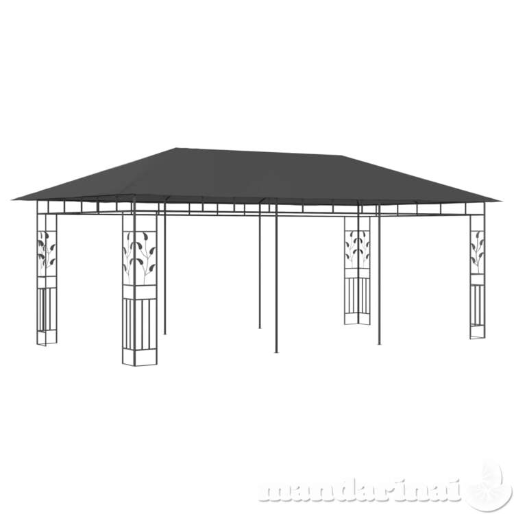 Pavėsinė su tinkleliu nuo uodų, antracito spalvos, 6x3x2,73m