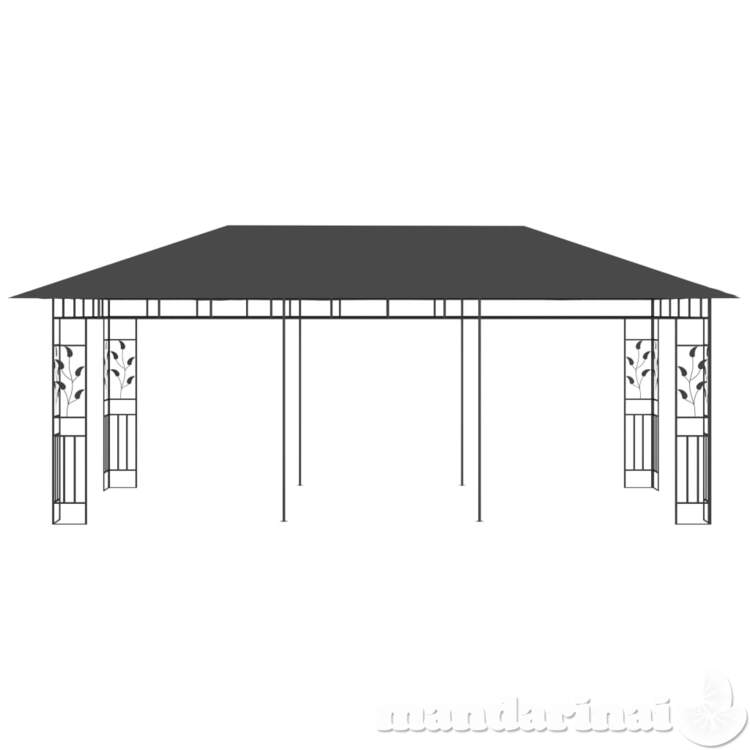 Pavėsinė su tinkleliu nuo uodų, antracito spalvos, 6x3x2,73m