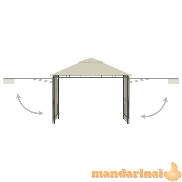 Pavėsinė su dvigubu prailginamu stogu, kreminė, 3x3x2,75m