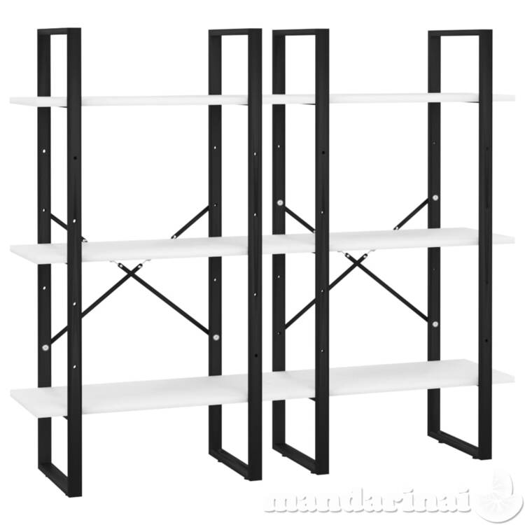 Sandėliavimo lentynos, 2vnt., baltos, 60x30x210cm, mdp