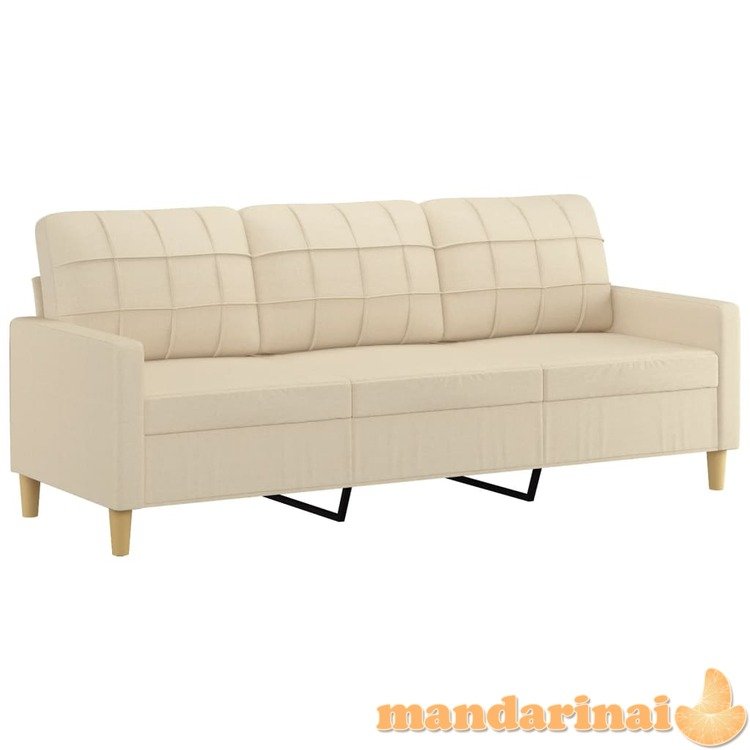 Trivietė sofa, kreminės spalvos, 180cm, audinys