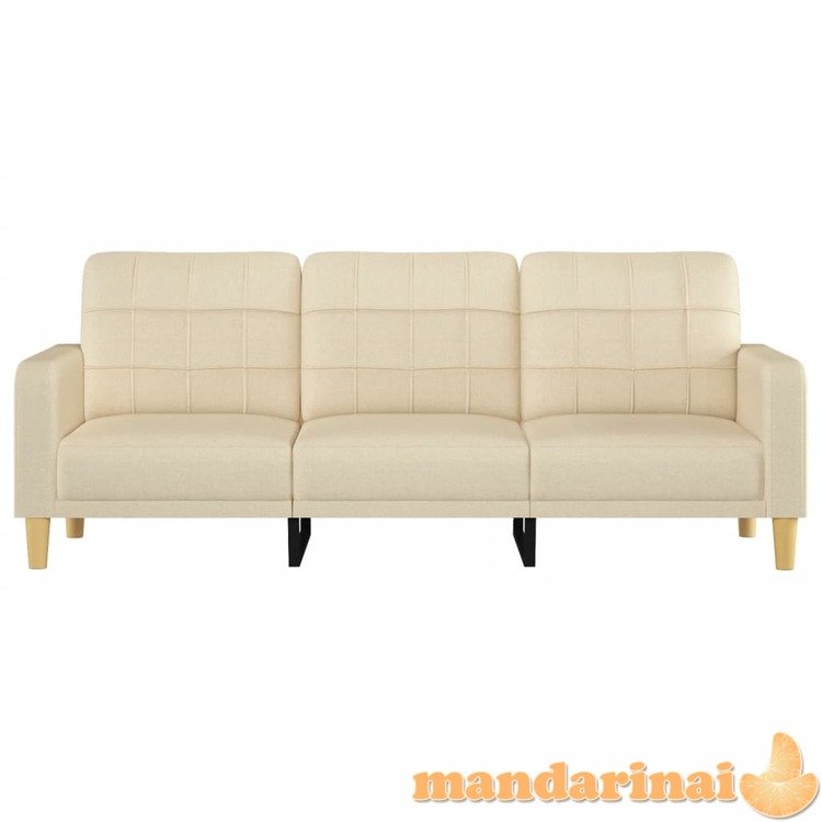 Trivietė sofa, kreminės spalvos, 180cm, audinys