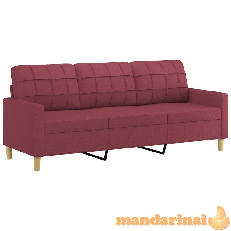 Trivietė sofa, raudonojo vyno spalvos, 180cm, audinys