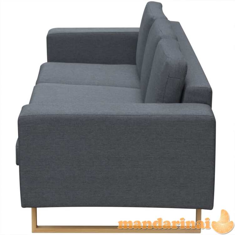 Trivietė medžiaginė sofa, tamsiai pilkos spalvos