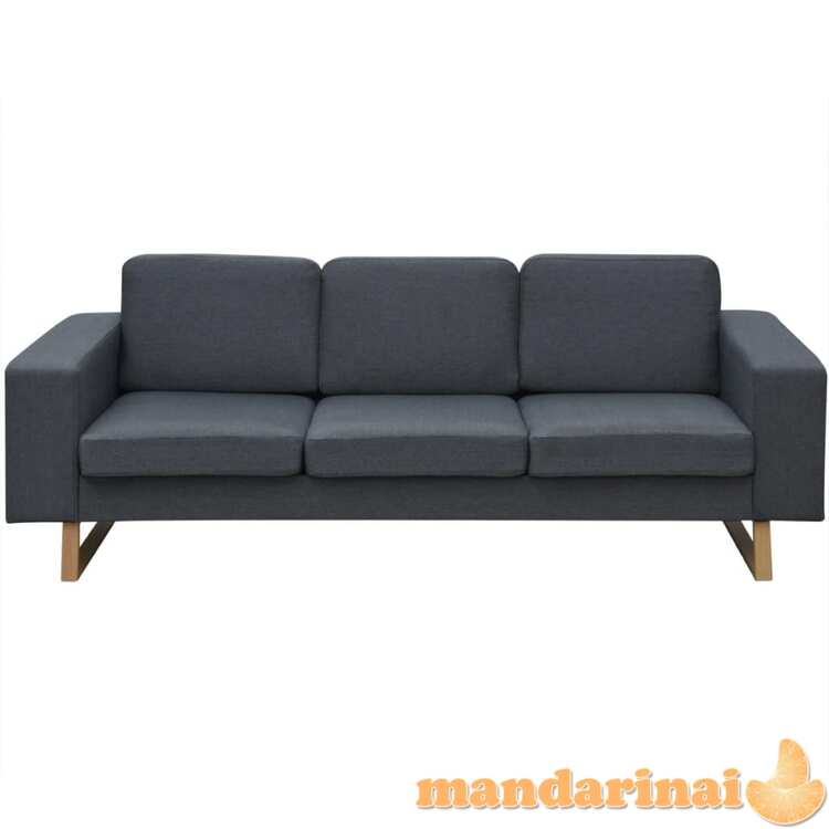 Trivietė medžiaginė sofa, tamsiai pilkos spalvos