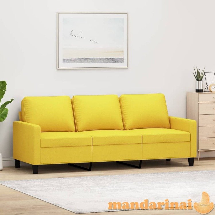 Trivietė sofa, šviesiai geltonos spalvos, 180cm, audinys