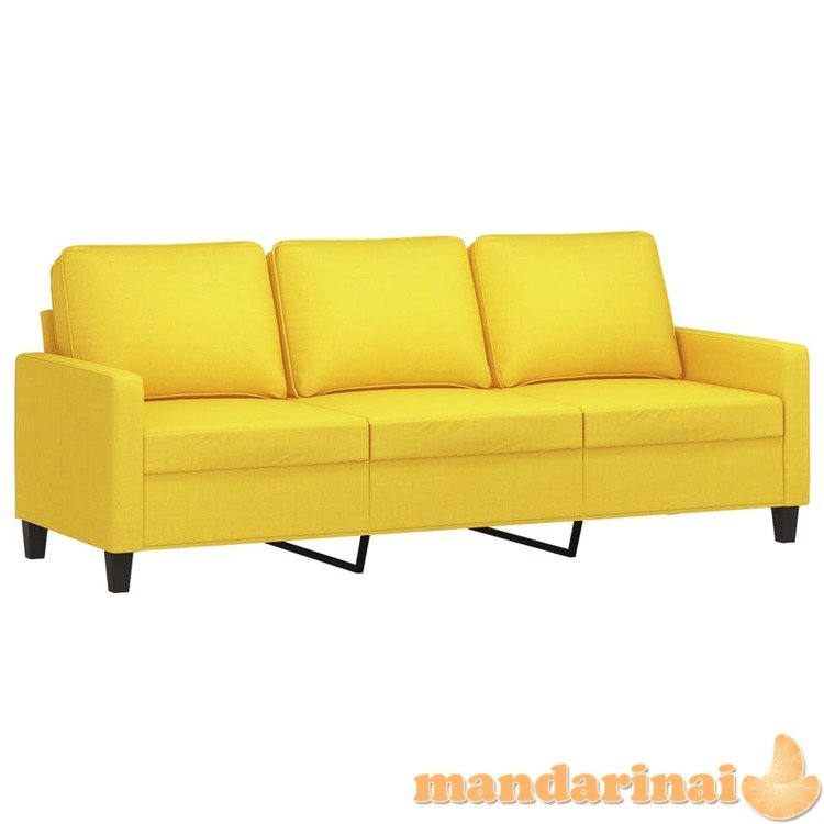 Trivietė sofa, šviesiai geltonos spalvos, 180cm, audinys