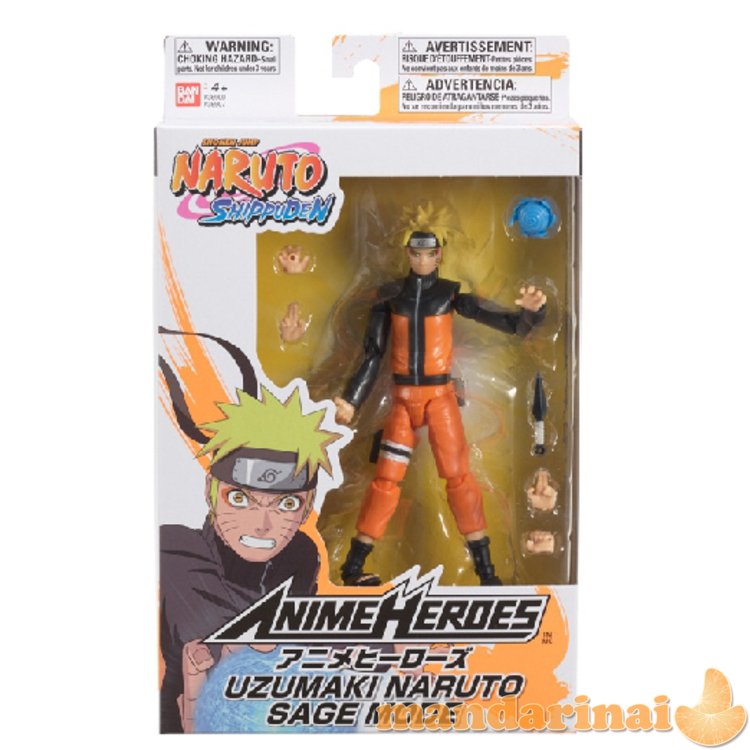 ANIME HEROES Naruto figūrėlė su aksesuarais, 16 cm - Uzumaki Naruto išminčiaus režimas