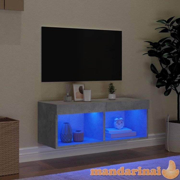 Tv spintelė su led lemputėmis, betono pilka, 80x30x30cm