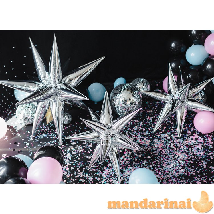 Foil balloon Star 3D, 95cm, silver