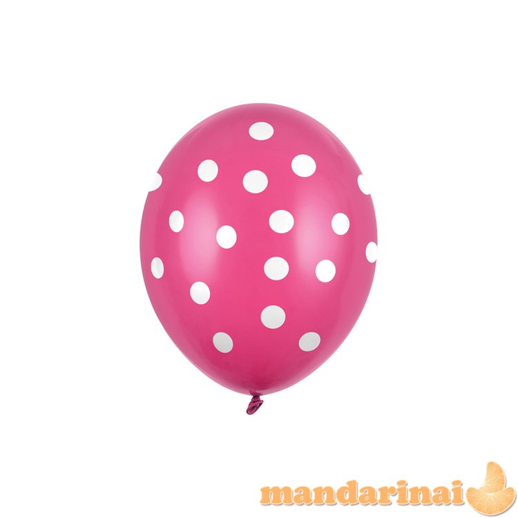 Balloons 30cm, Dots, Pastel Hot Pink (1 pkt / 6 pc.)