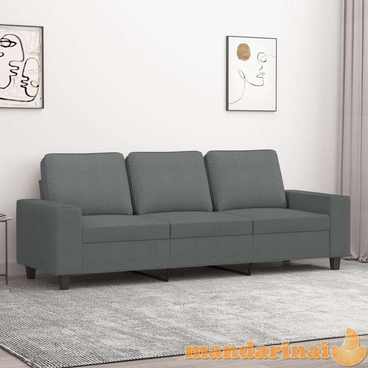 Trivietė sofa, tamsiai pilkos spalvos, 180cm, audinys