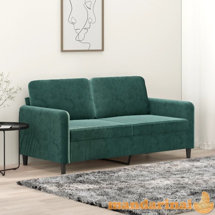 Dvivietė sofa, tamsiai žalios spalvos, 140cm, aksomas