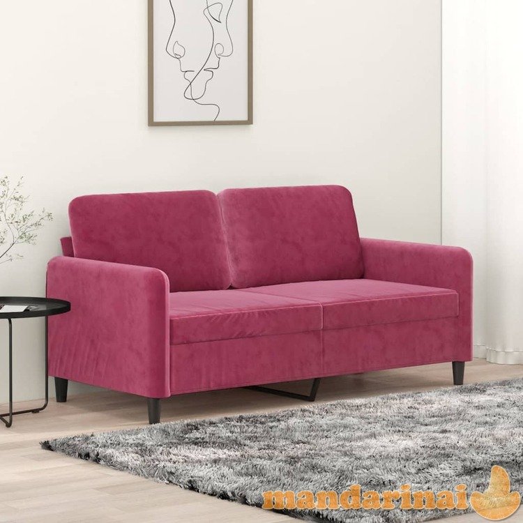 Dvivietė sofa, raudonojo vyno spalvos, 140cm, aksomas