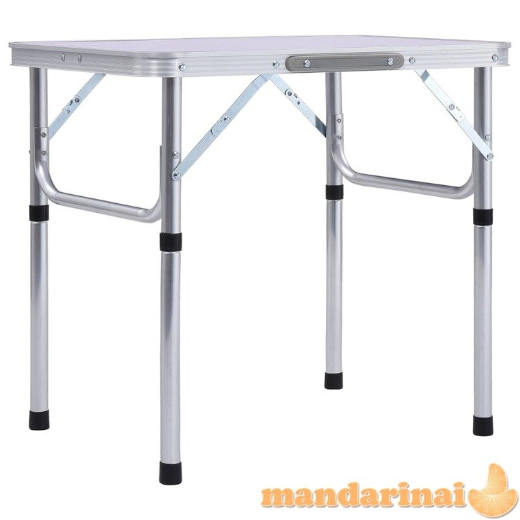 Sulankstomas stovyklavimo stalas, baltas, 60x45cm, aliuminis