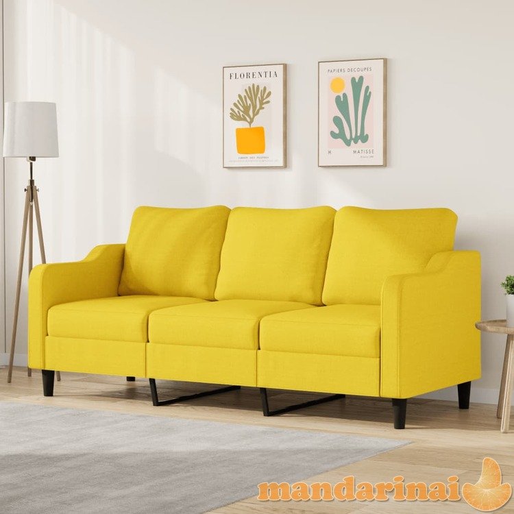 Trivietė sofa, šviesiai geltonos spalvos, 180cm, audinys