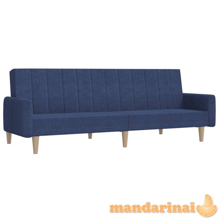 Dvivietė sofa-lova, mėlynos spalvos, audinys