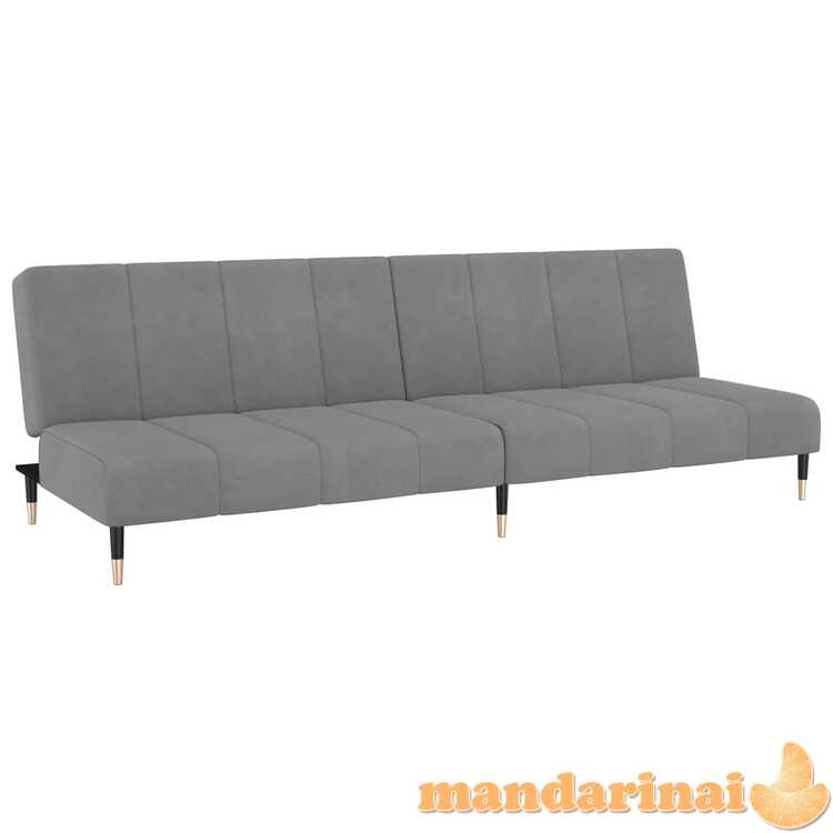 Dvivietė sofa-lova, šviesiai pilkos spalvos, aksomas