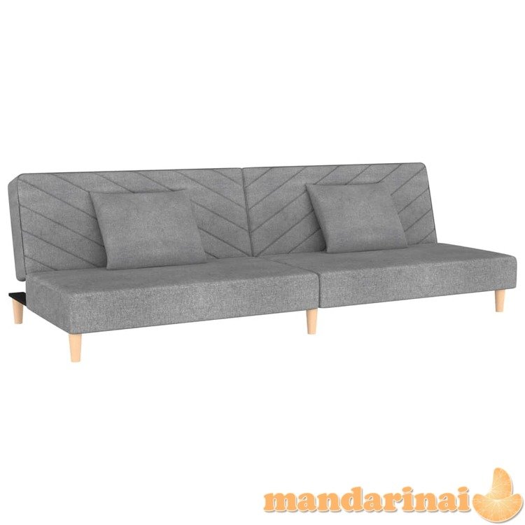 Dvivietė sofa-lova su dvejomis pagalvėmis, pilka, audinys