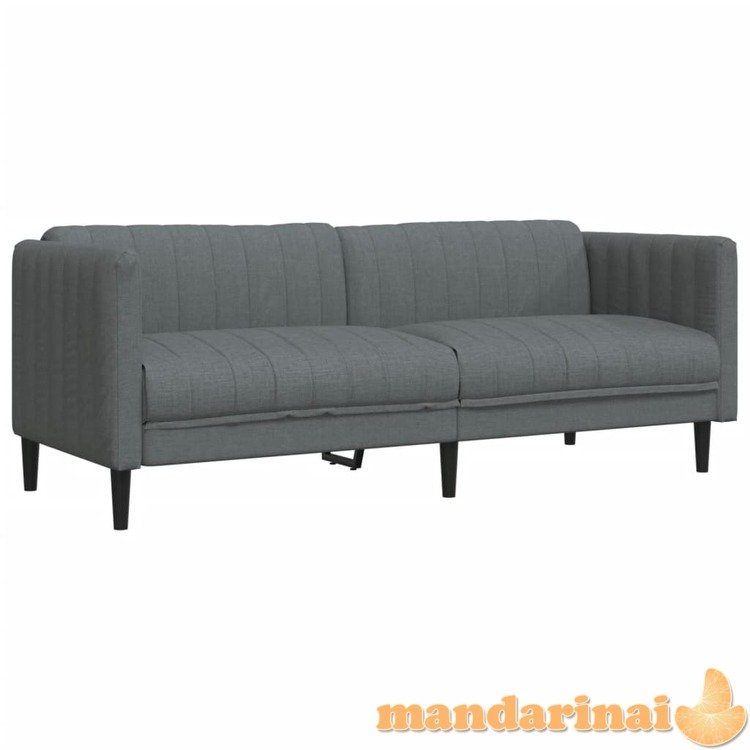 Trivietė sofa, tamsiai pilkos spalvos, audinys