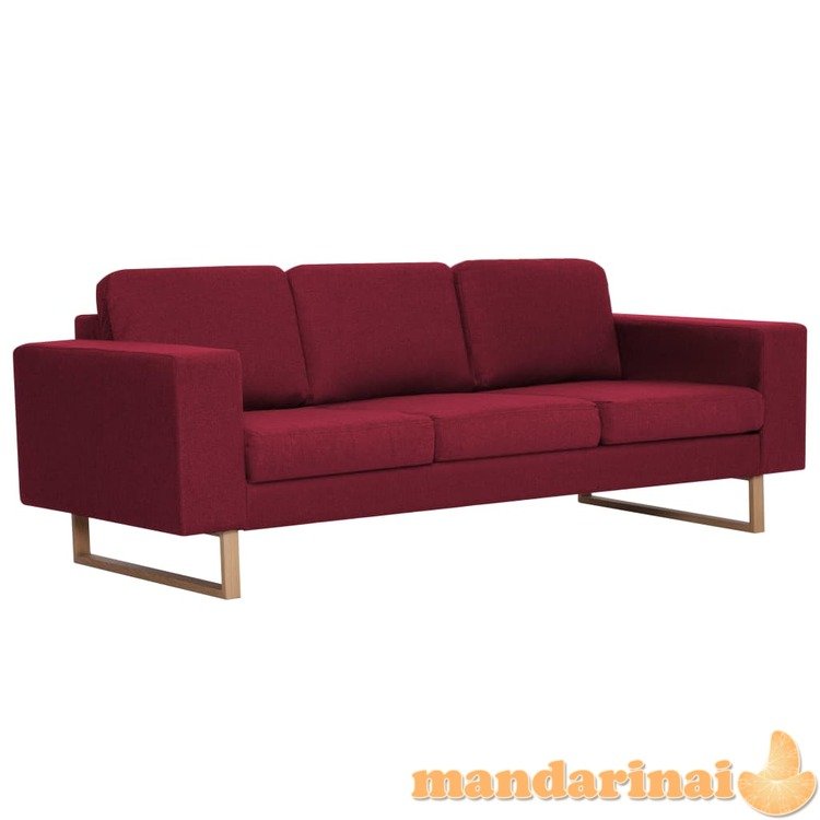 Trivietė sofa, vyno raudonos spalvos, audinys