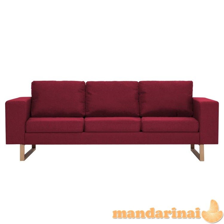 Trivietė sofa, vyno raudonos spalvos, audinys