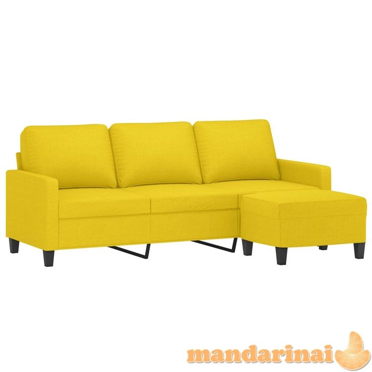 Trivietė sofa su pakoja, šviesiai geltona, 180cm, audinys