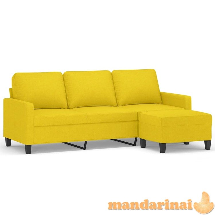 Trivietė sofa su pakoja, šviesiai geltona, 180cm, audinys