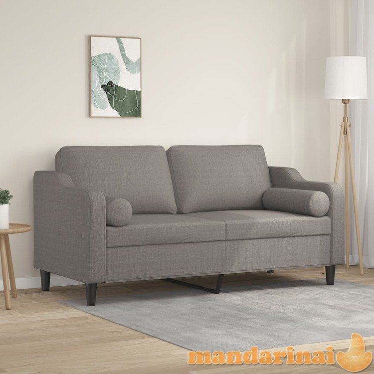 Dvivietė sofa su pagalvėlėmis, taupe spalvos, 140cm, audinys