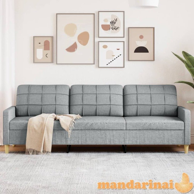 Trivietė sofa, šviesiai pilkos spalvos, 210cm, audinys