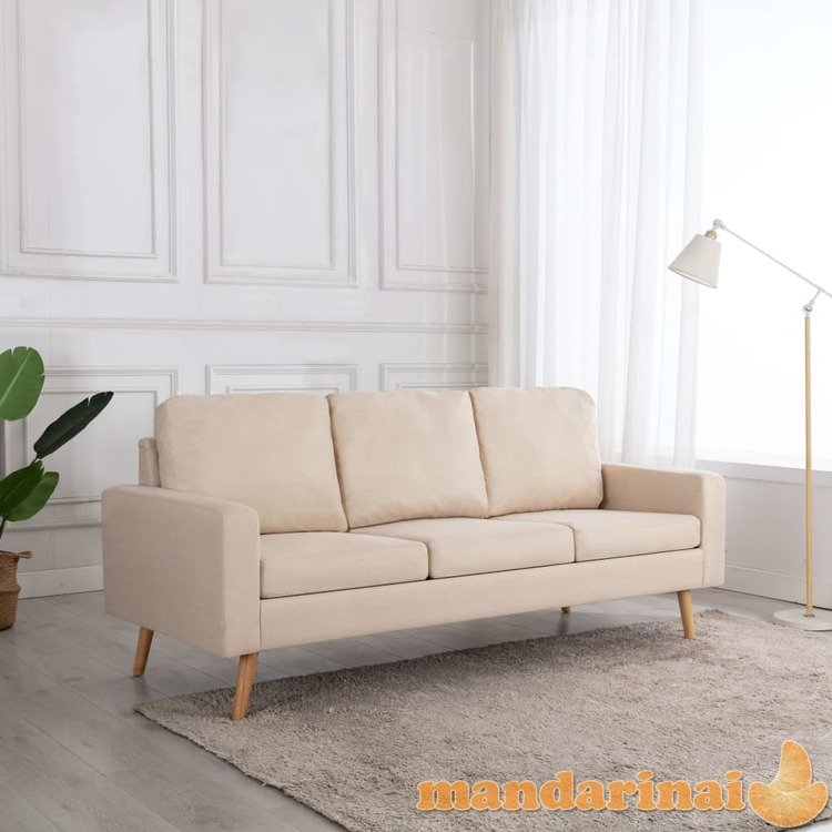 Trivietė sofa, kreminės spalvos, audinys