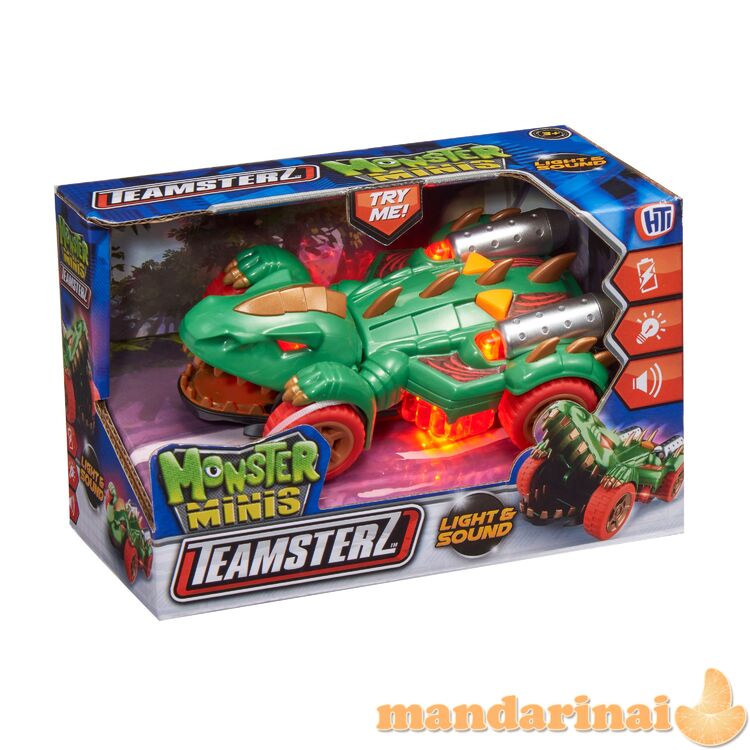 TEAMSTERZ Automobilis su šviesomis ir garsais „Mighty Machine dino car“, 12,5 cm