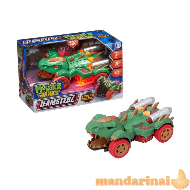 TEAMSTERZ Automobilis su šviesomis ir garsais „Mighty Machine dino car“, 12,5 cm