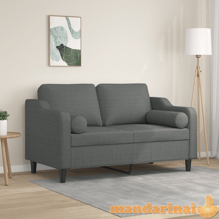 Dvivietė sofa su pagalvėlėmis, tamsiai pilka, 120cm, audinys