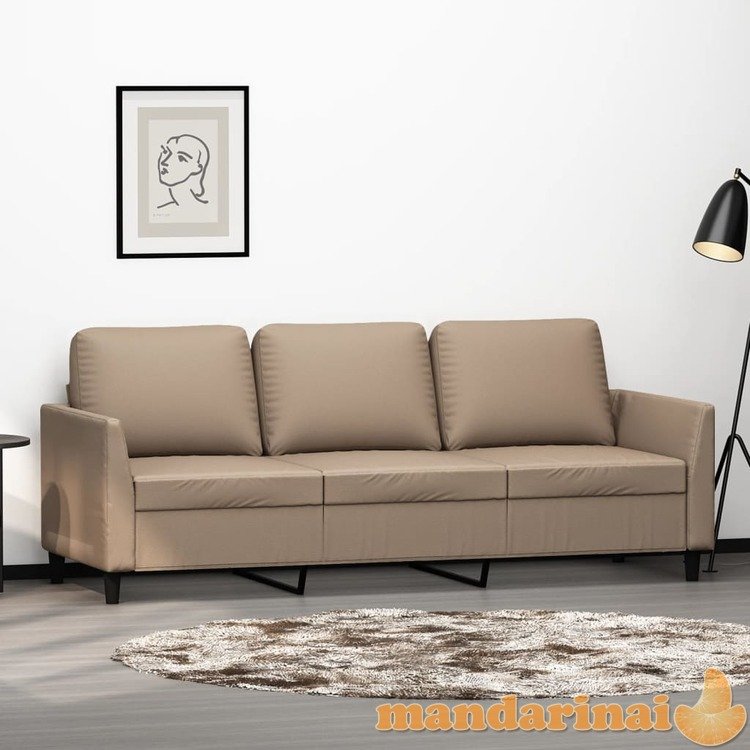 Trivietė sofa, kapučino spalvos, 180cm, dirbtinė oda