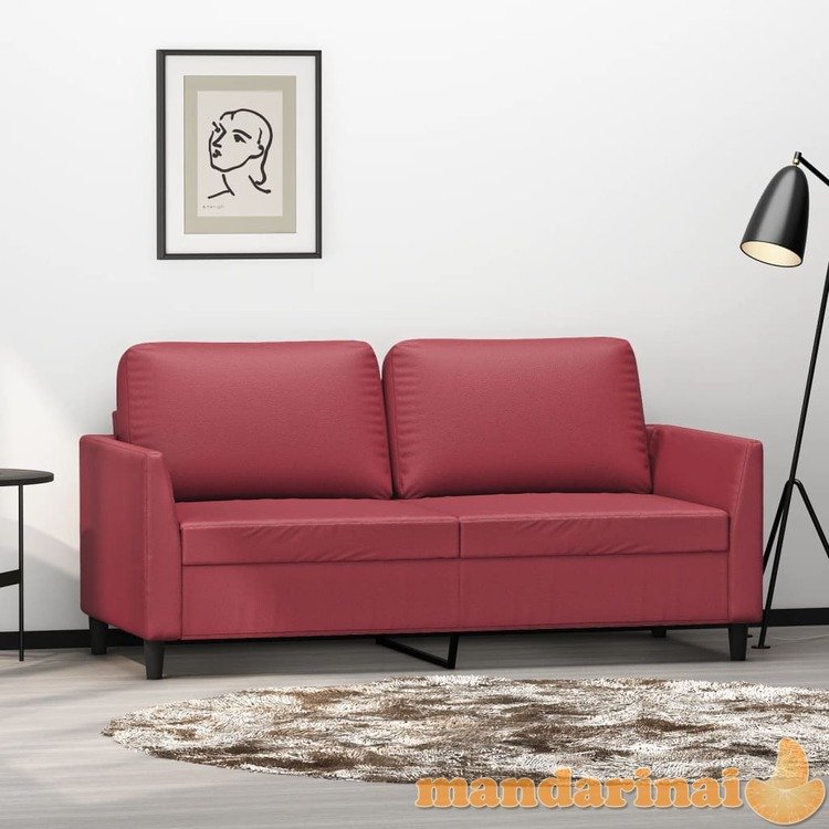 Dvivietė sofa, raudonojo vyno spalvos, 140cm, dirbtinė oda