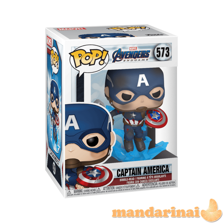 FUNKO POP! Vinilinė figūrėlė: Avengers: Endgame - Captain America w/Broken shield and Mjölnir