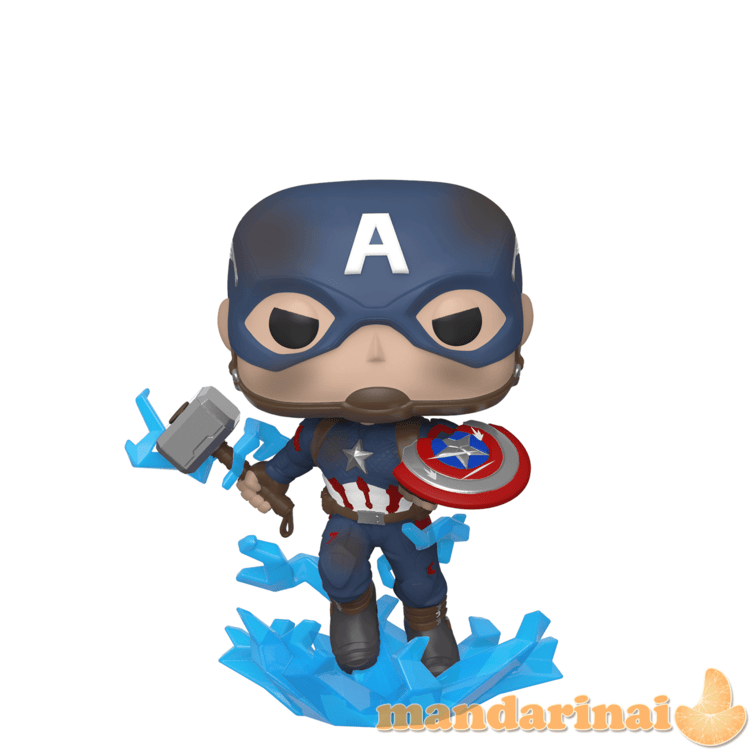 FUNKO POP! Vinilinė figūrėlė: Avengers: Endgame - Captain America w/Broken shield and Mjölnir