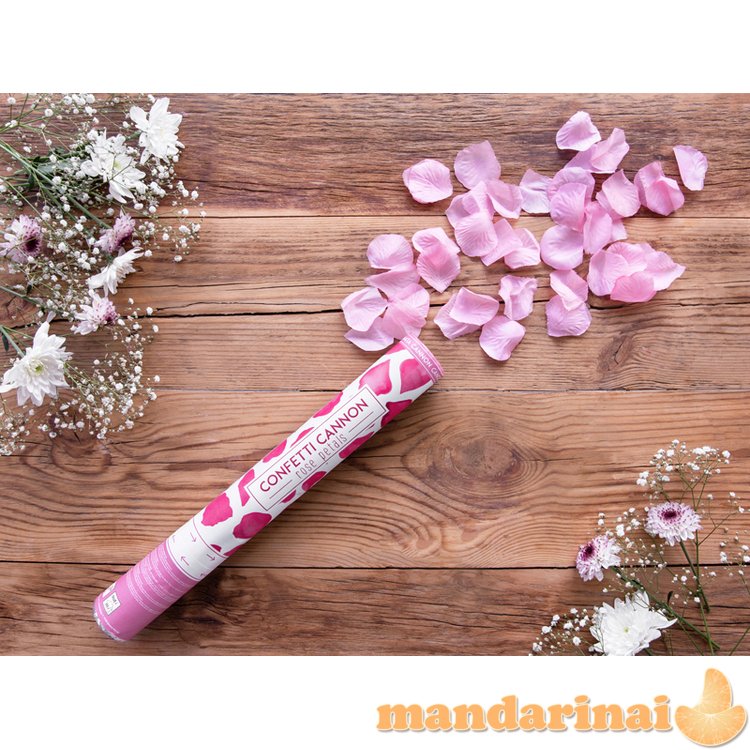 Confetti cannon with rose petals, pink, 40cm