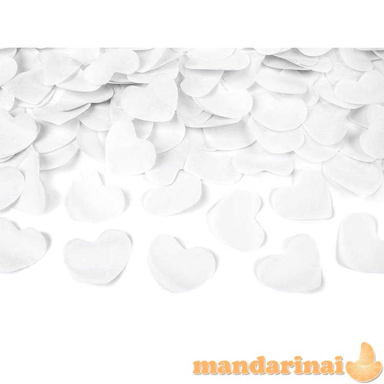 Confetti cannon with hearts, white, 40cm