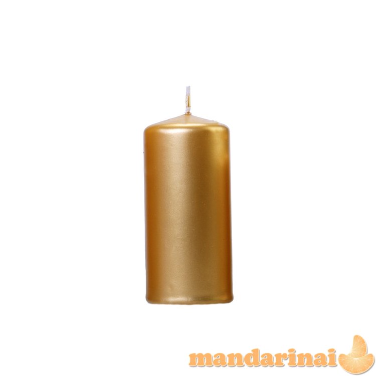 Pillar Candle, metallic, gold, 12 x 6cm (1 pkt / 6 pc.)