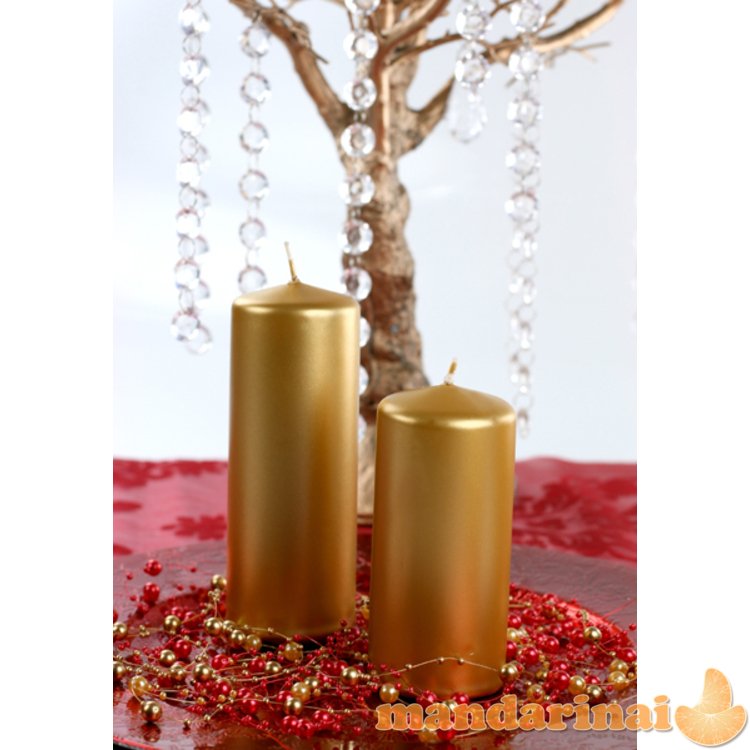 Pillar Candle, metallic, gold, 12 x 6cm (1 pkt / 6 pc.)