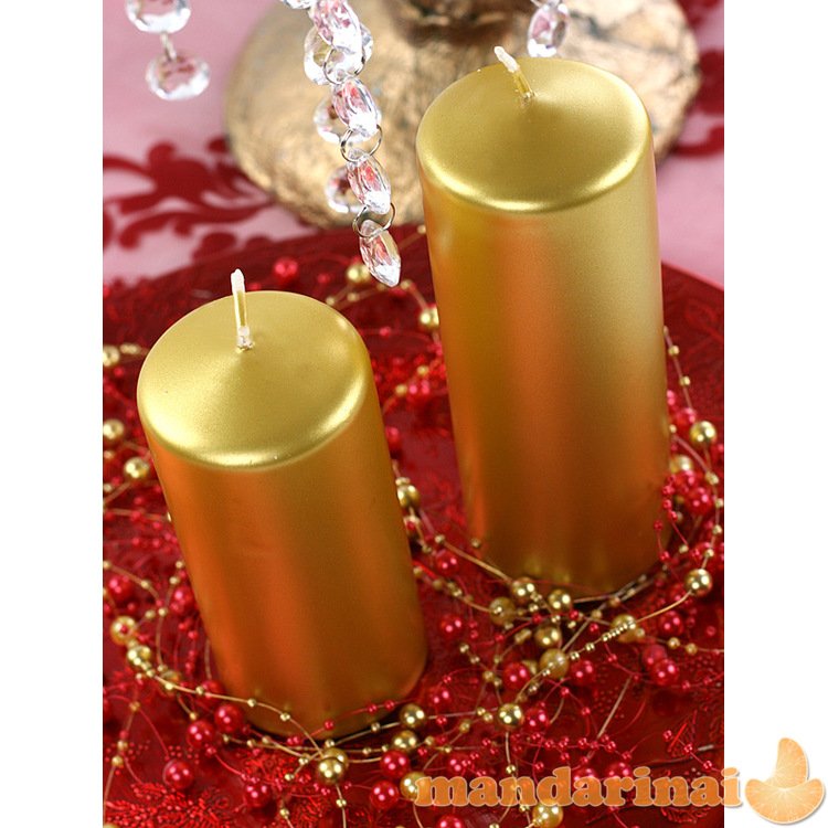 Pillar Candle, metallic, gold, 12 x 6cm (1 pkt / 6 pc.)