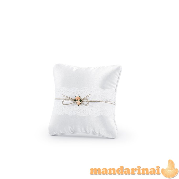 Ring bearer pillow, white, 16 x 16cm